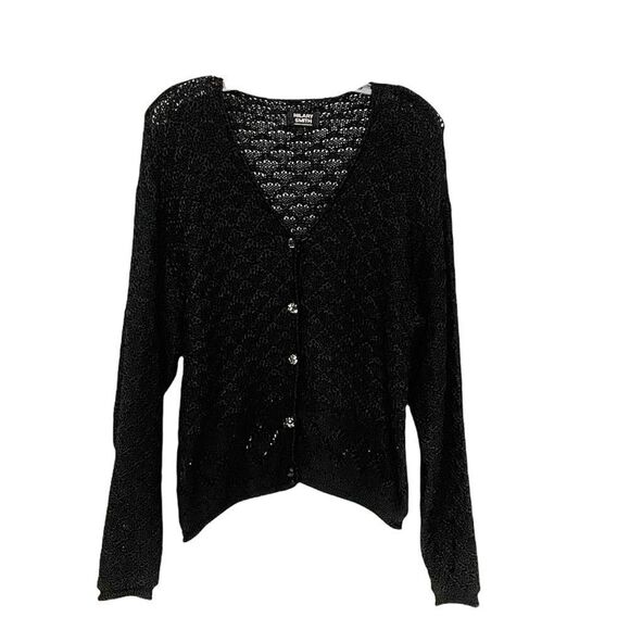 Hilary Smith Hand-loomed Black Cardigan L - Picture 1 of 10